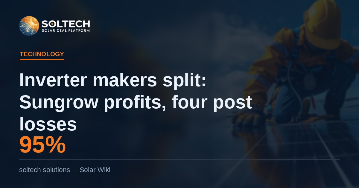Inverter manufacturer profitability in the first half of 2026: Sungrow, Deye and Sigenergy take over 95% of sector net profit while four rivals post losses